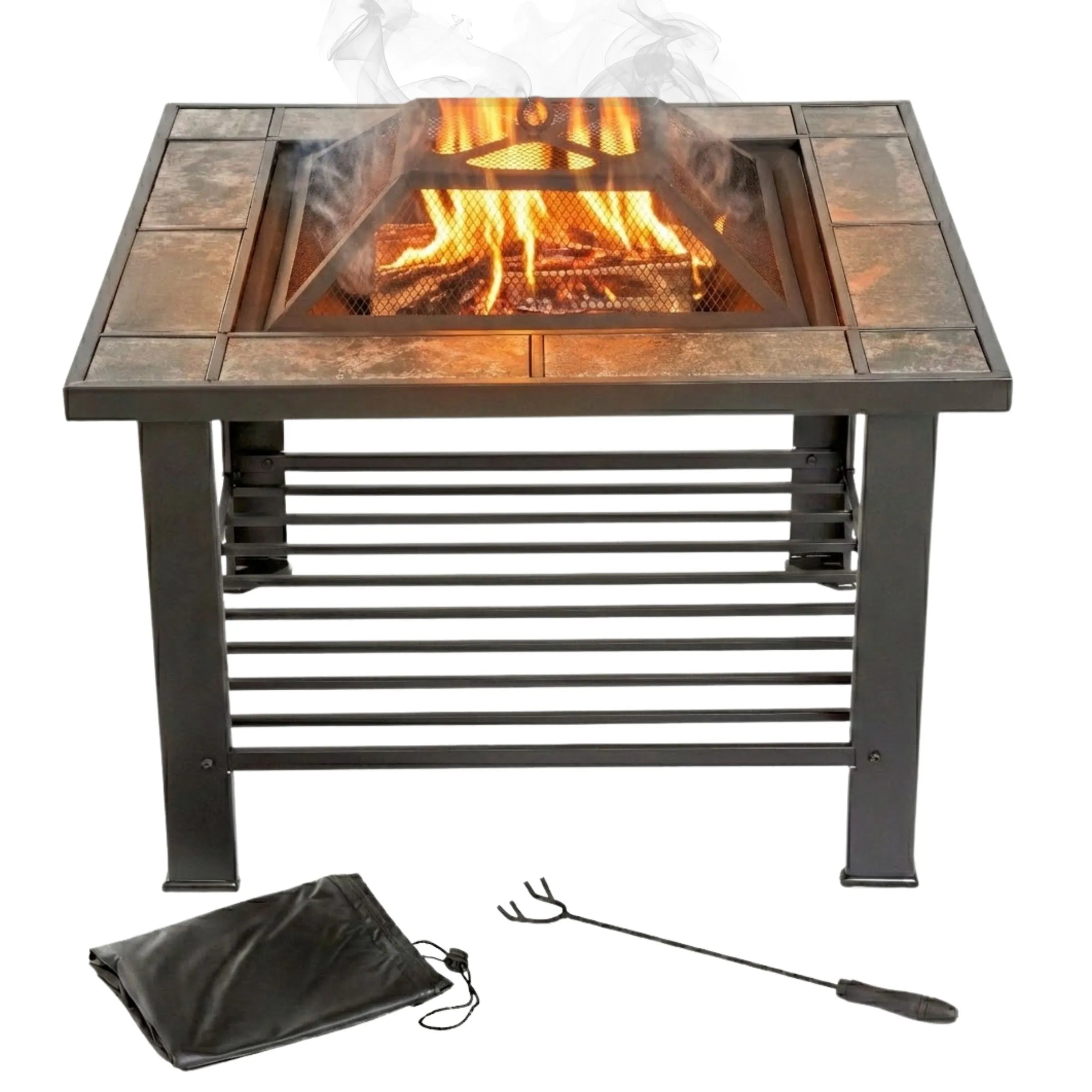 6-Piece Fire Pit Table 30-In W Steel Square