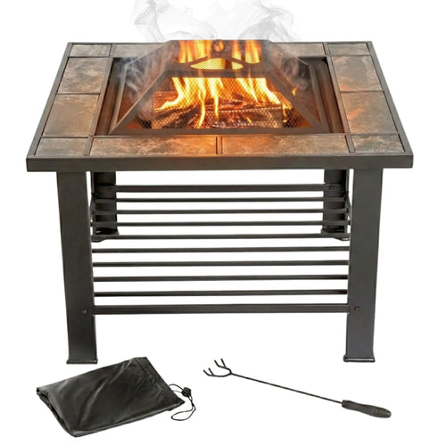 6-Piece Fire Pit Table 30-In W Steel Square