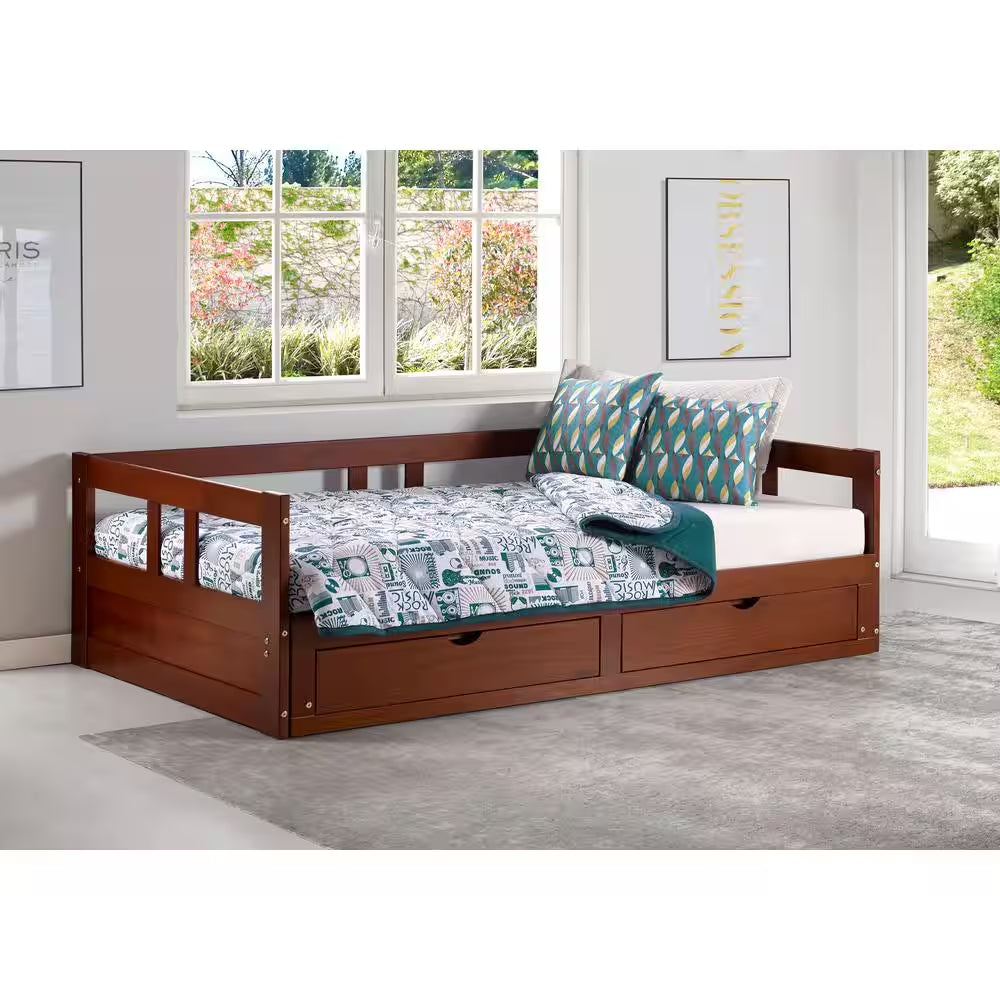 Melody Chestnut Twin to King Bed with under Bed Storage