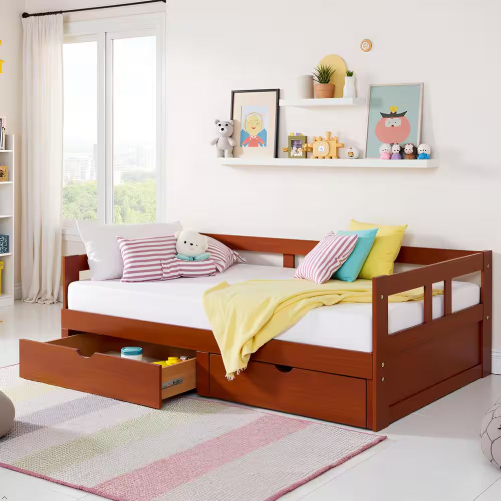 Melody Chestnut Twin to King Bed with under Bed Storage