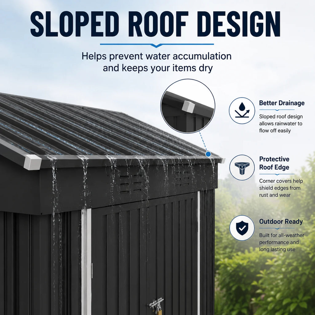 6X4Ft Storage Shed, Metal Garden Tool Sheds & Outdoor Storage Clearance for Patio Backyard, Weatherproof and Lockable Outdoor Storage, Black