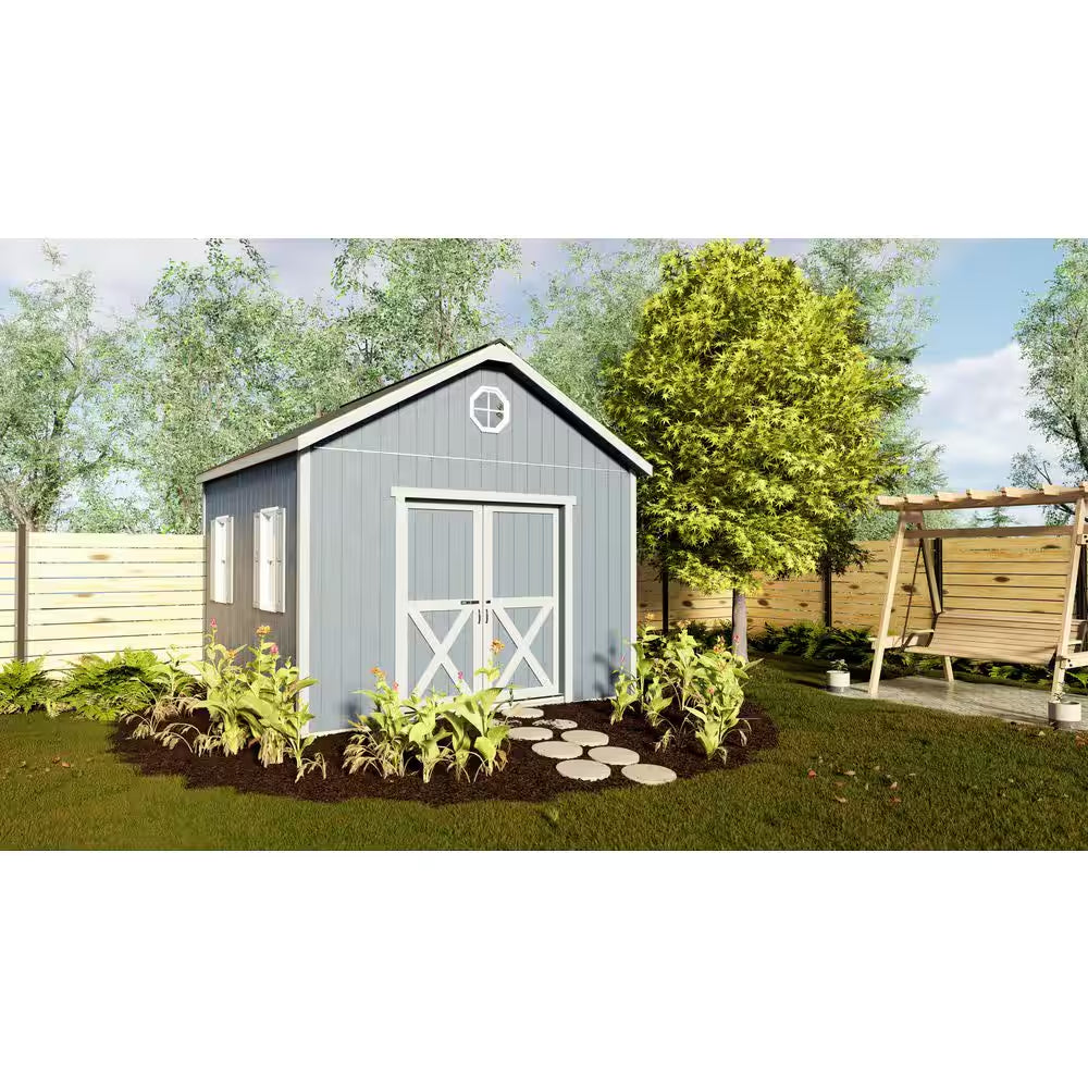 Backyard Basecamp 12 Ft. X 12 Ft. Wood Shed Kit with Space-Saving Sliding Doors and Fortressfloor