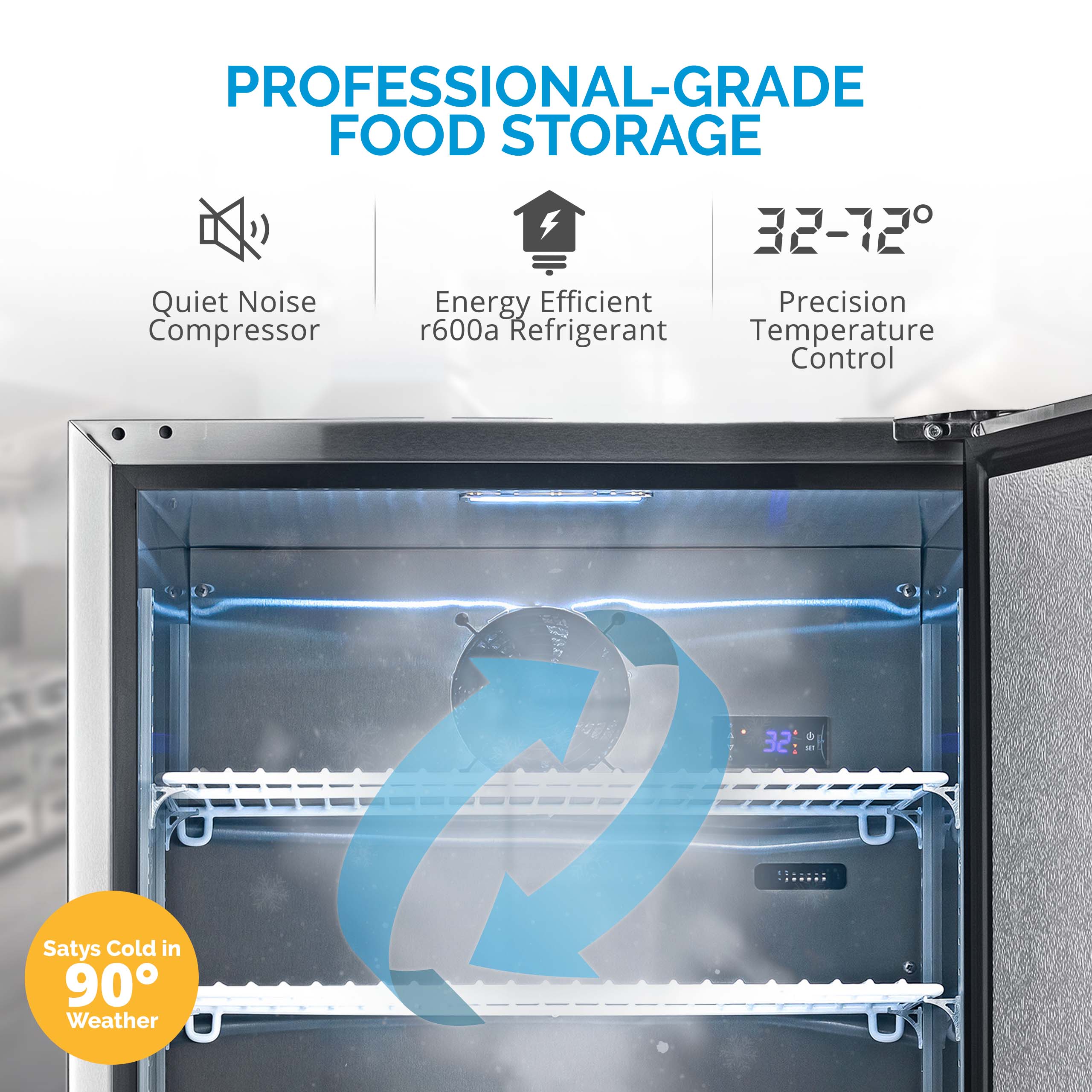 23.6-In W 177 -Can Capacity Stainless Steel Built-In Indoor or Outdoor Beverage Refrigerator