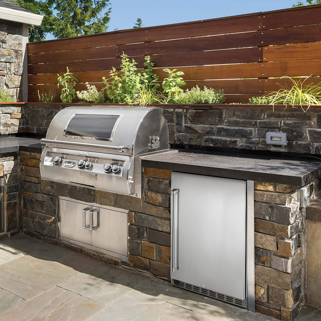 23.6-In W 177 -Can Capacity Stainless Steel Built-In Indoor or Outdoor Beverage Refrigerator