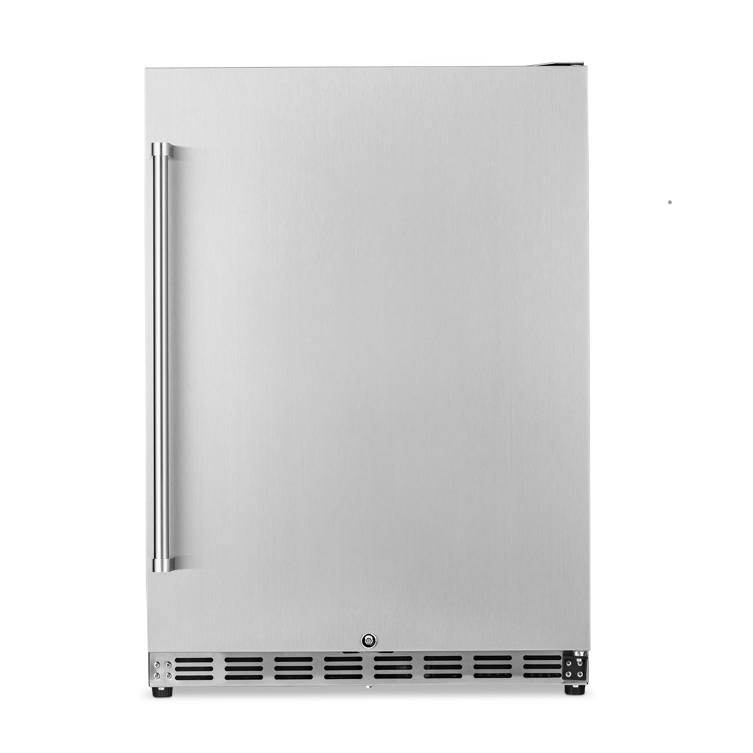 23.6-In W 177 -Can Capacity Stainless Steel Built-In Indoor or Outdoor Beverage Refrigerator