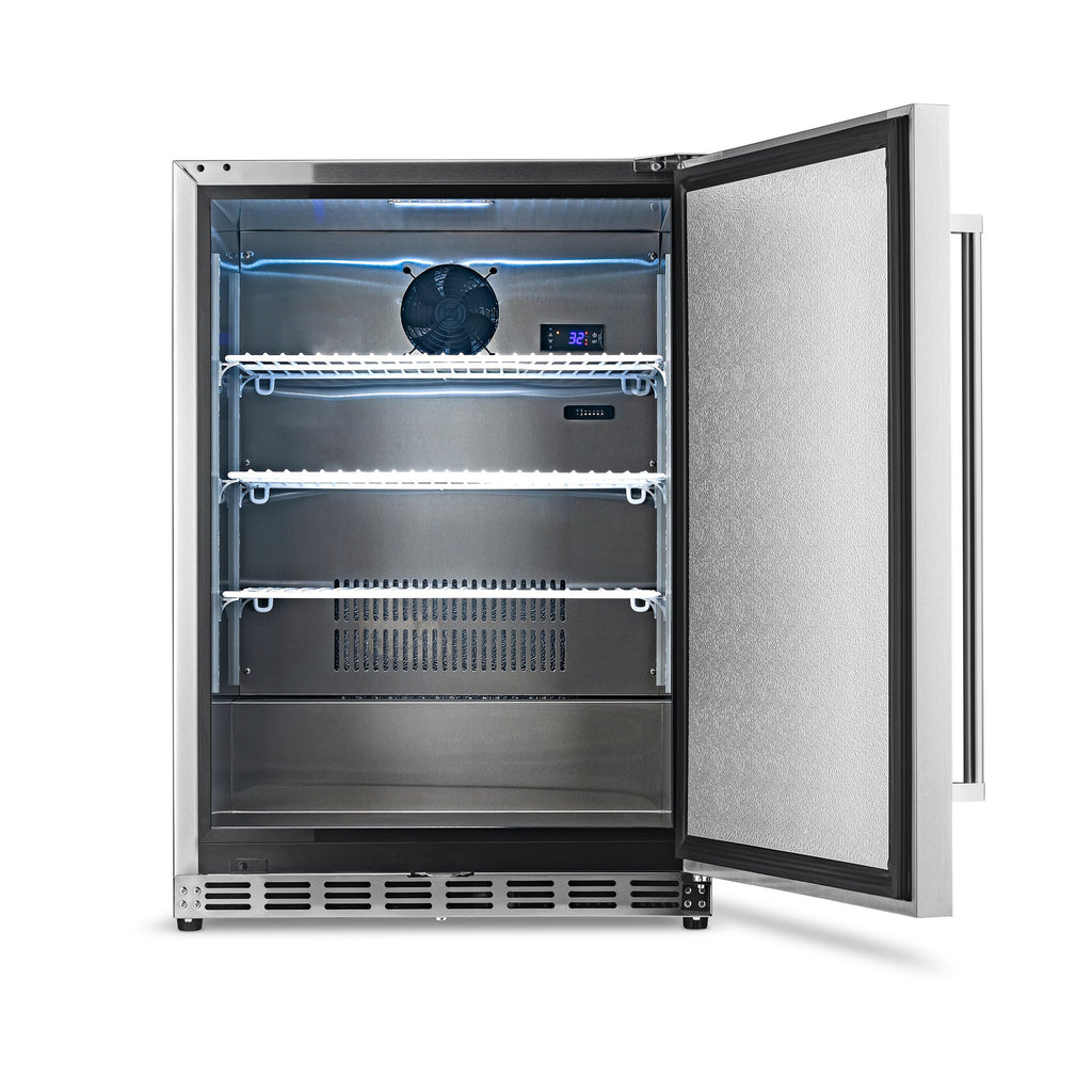 23.6-In W 177 -Can Capacity Stainless Steel Built-In Indoor or Outdoor Beverage Refrigerator
