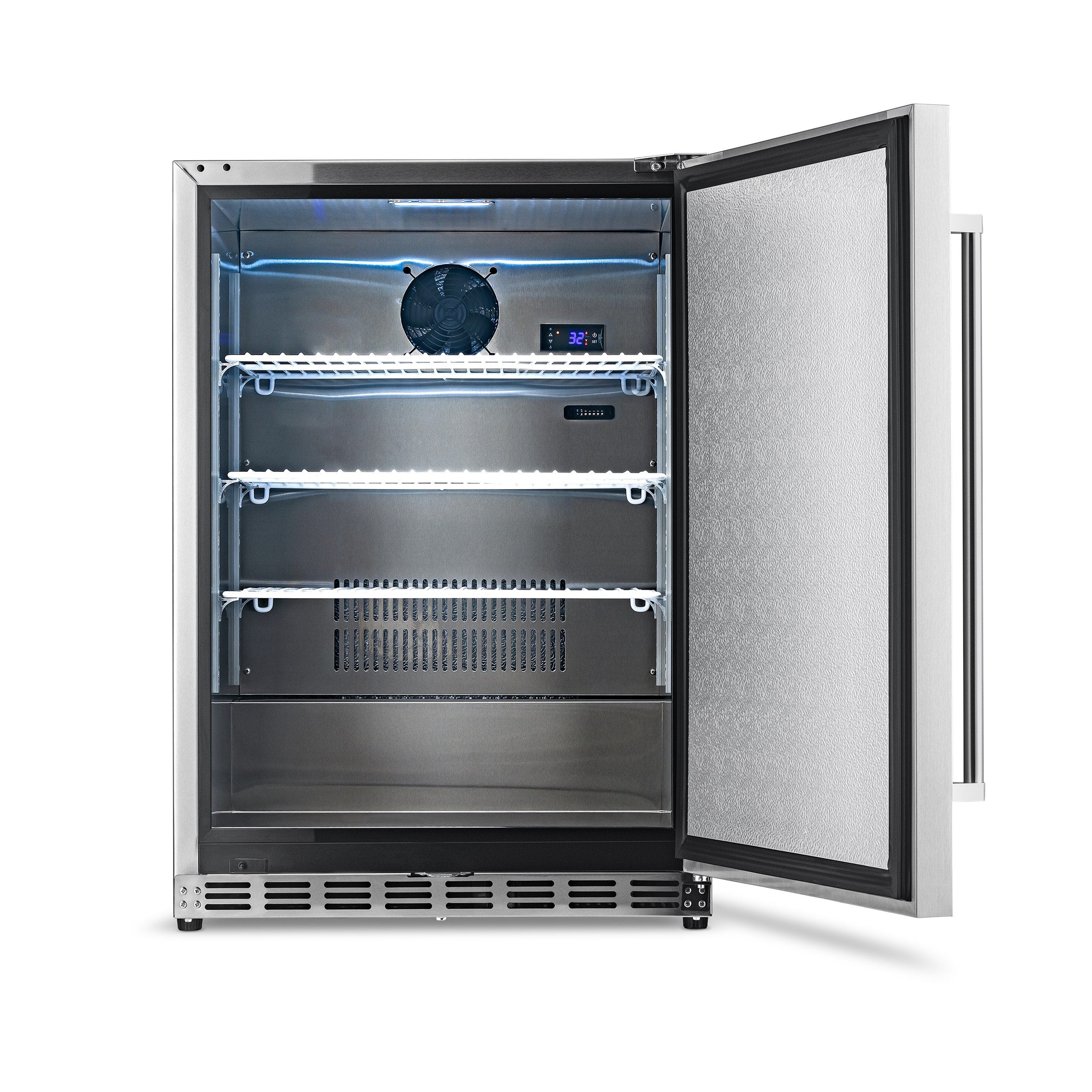 23.6-In W 177 -Can Capacity Stainless Steel Built-In Indoor or Outdoor Beverage Refrigerator