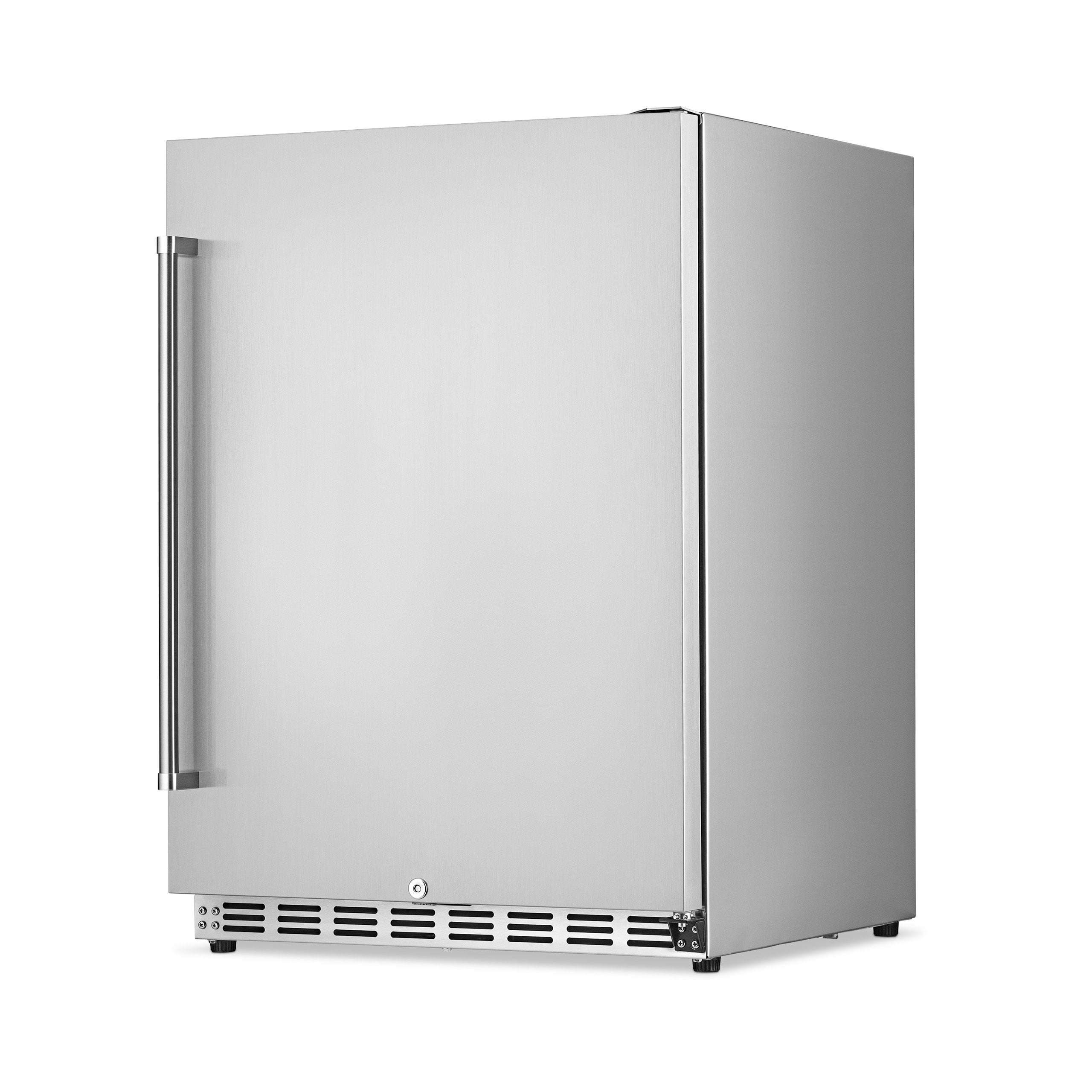 23.6-In W 177 -Can Capacity Stainless Steel Built-In Indoor or Outdoor Beverage Refrigerator