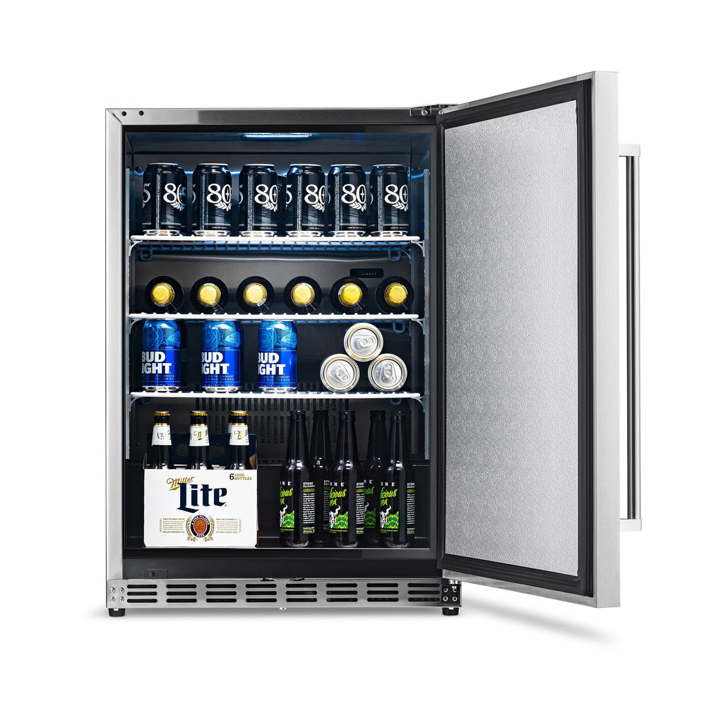 23.6-In W 177 -Can Capacity Stainless Steel Built-In Indoor or Outdoor Beverage Refrigerator