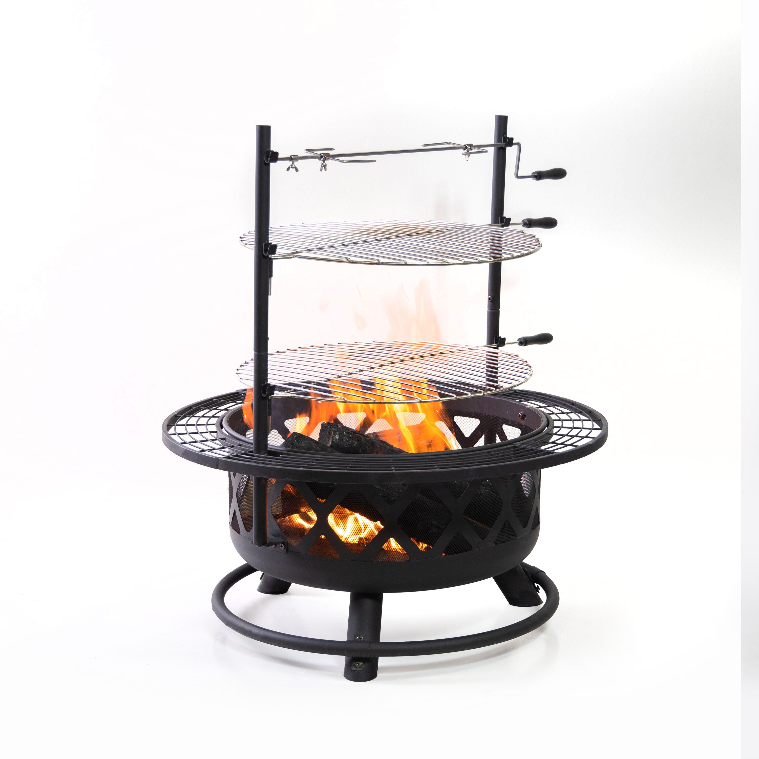 33.1-In W Steel round Portable Wood-Burning Fire Pit