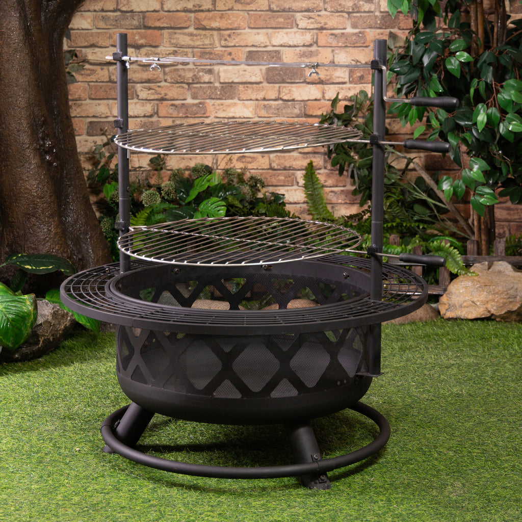 33.1-In W Steel round Portable Wood-Burning Fire Pit