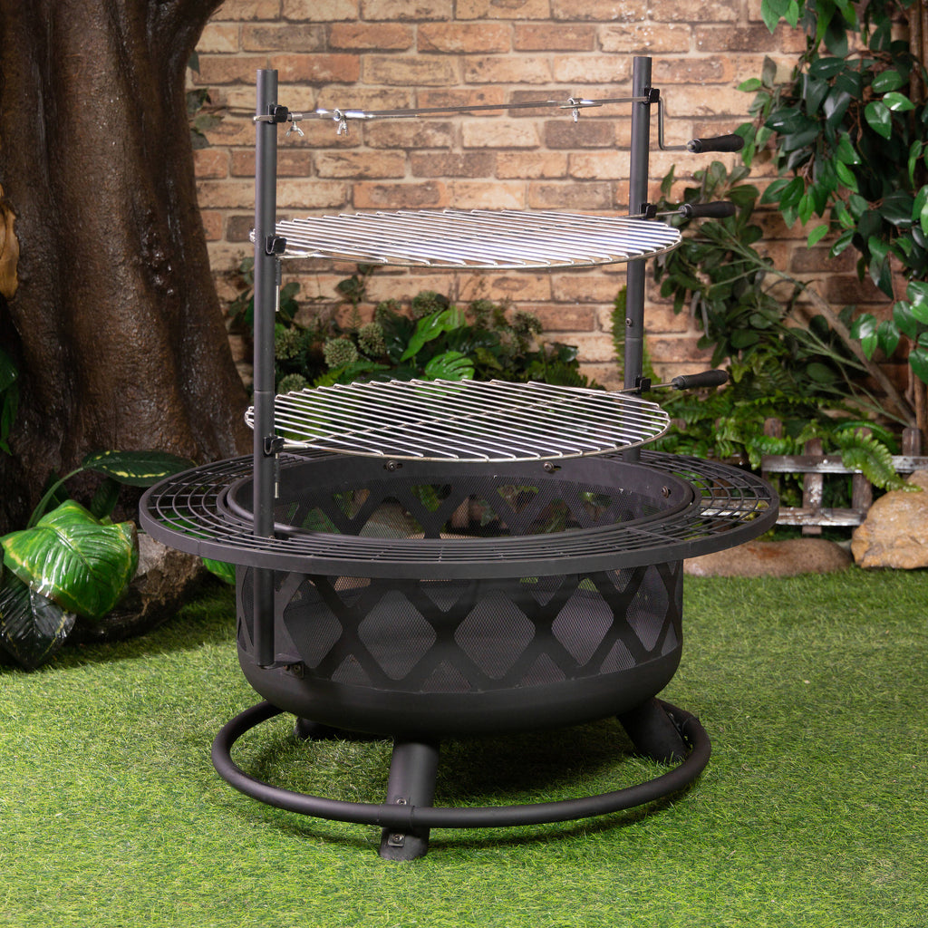 33.1-In W Steel round Portable Wood-Burning Fire Pit