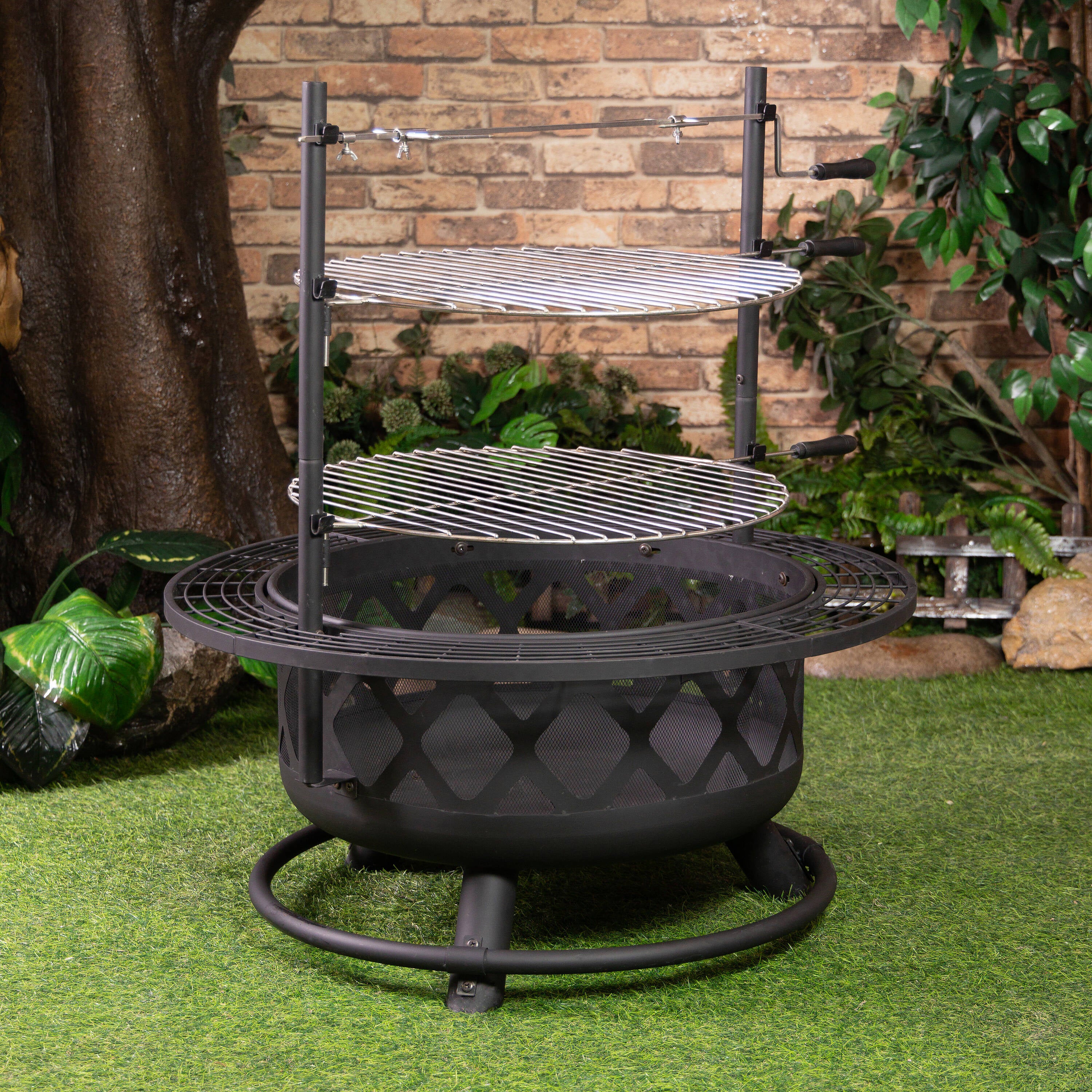 33.1-In W Steel round Portable Wood-Burning Fire Pit