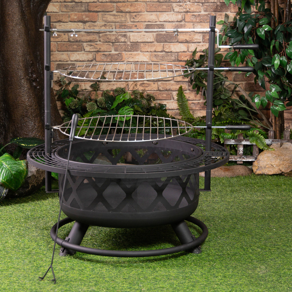 33.1-In W Steel round Portable Wood-Burning Fire Pit