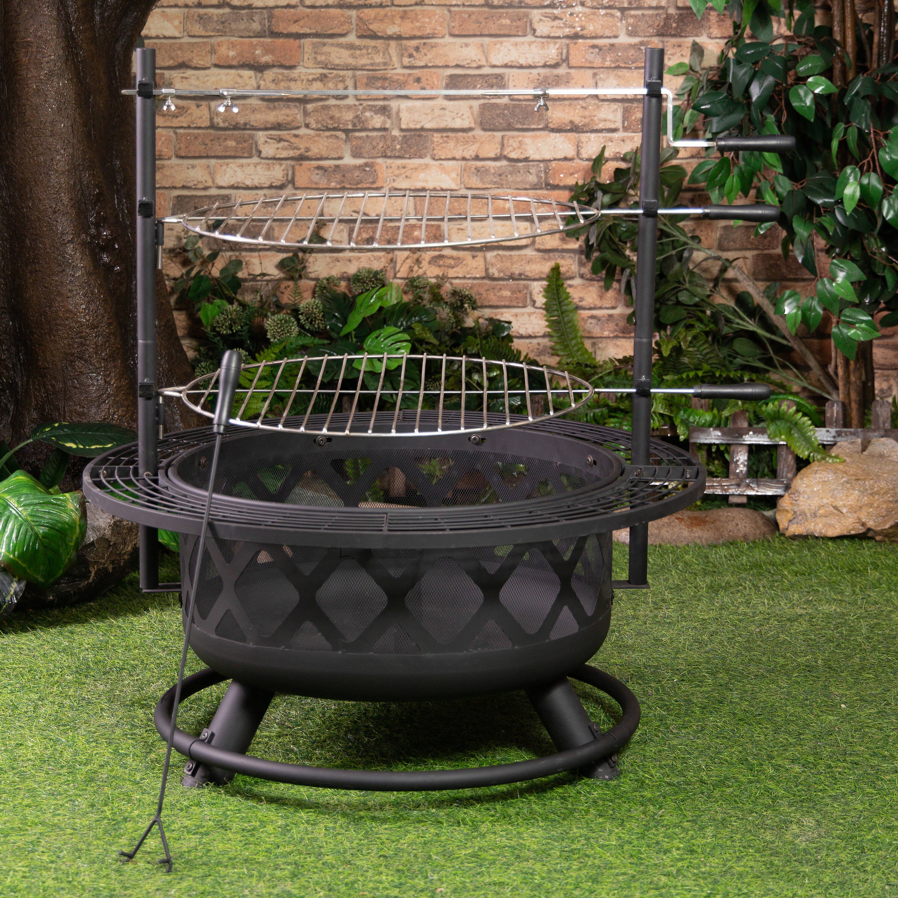 33.1-In W Steel round Portable Wood-Burning Fire Pit