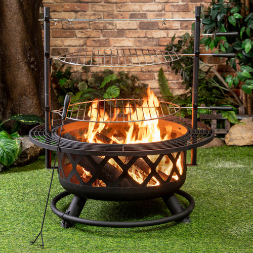 33.1-In W Steel round Portable Wood-Burning Fire Pit
