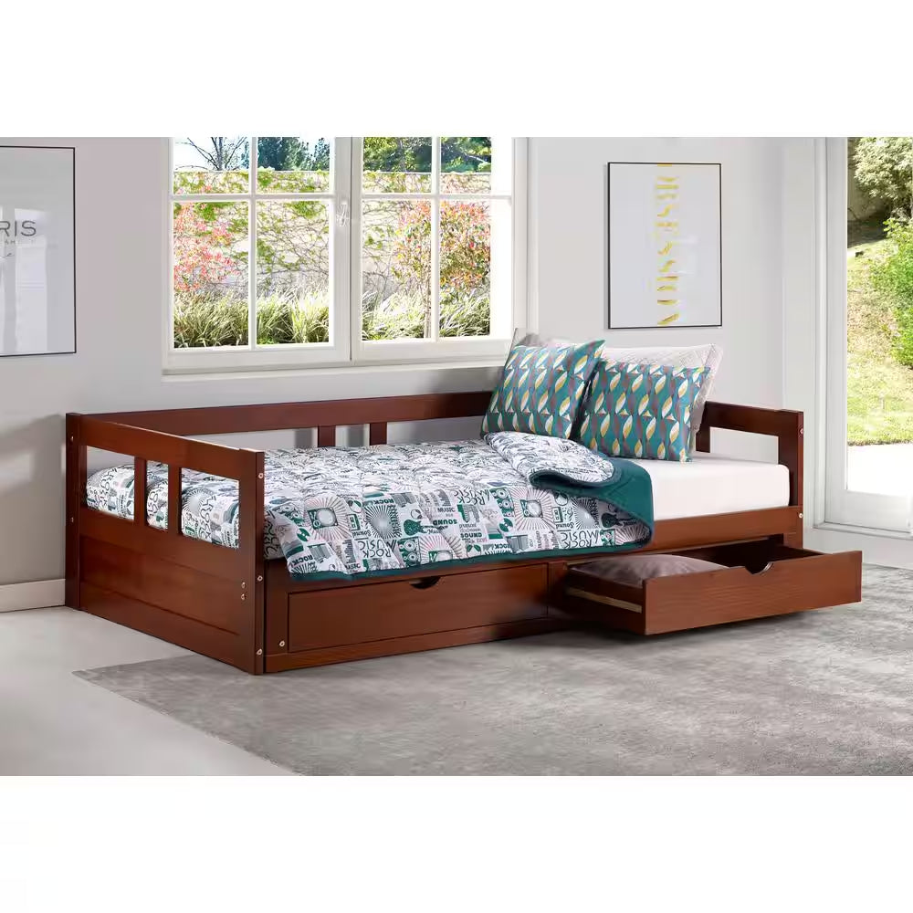 Melody Chestnut Twin to King Bed with under Bed Storage