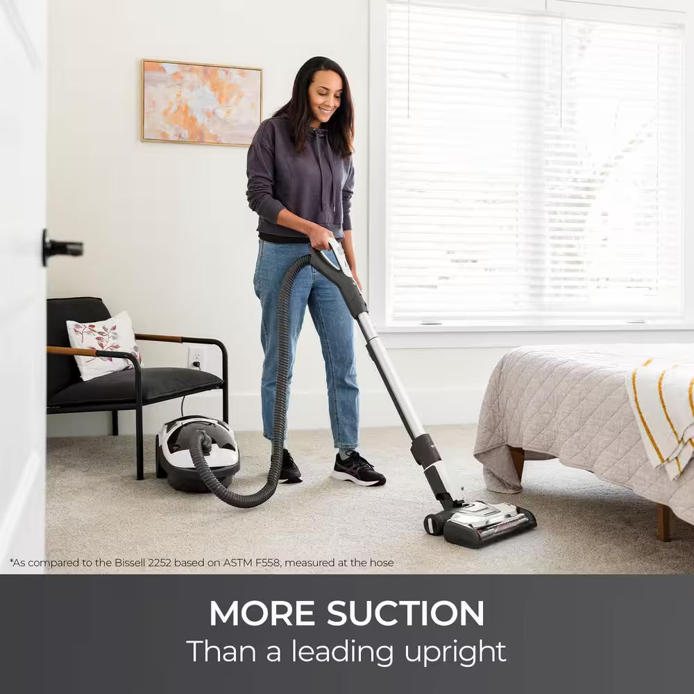 POP-N-GO Bagged Corded HEPA Multisurface Gray Canister Vacuum with Hair Eliminator Brushroll
