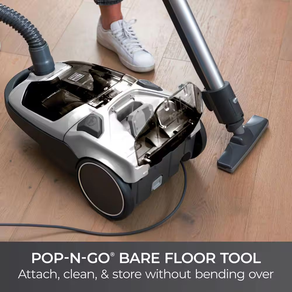 POP-N-GO Bagged Corded HEPA Multisurface Gray Canister Vacuum with Hair Eliminator Brushroll