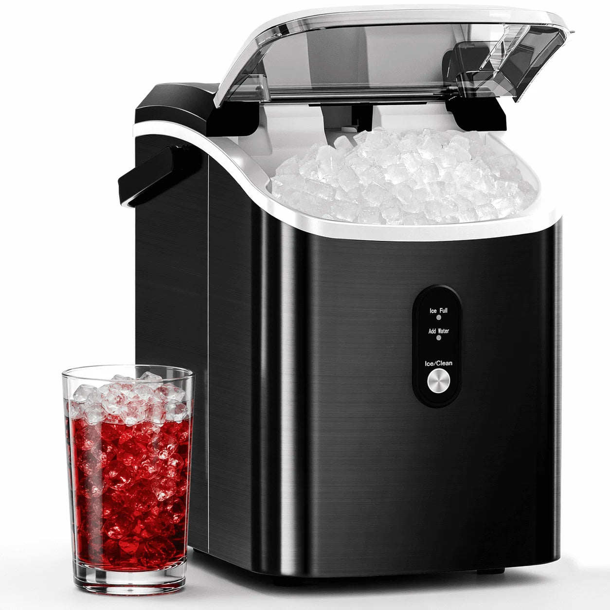 Nugget Ice Maker Countertop, Ready in 6 Mins ,35Lbs /24H with Self-Cleaning,Portable Sonic Ice Machine for Home/Office/Bar, Black