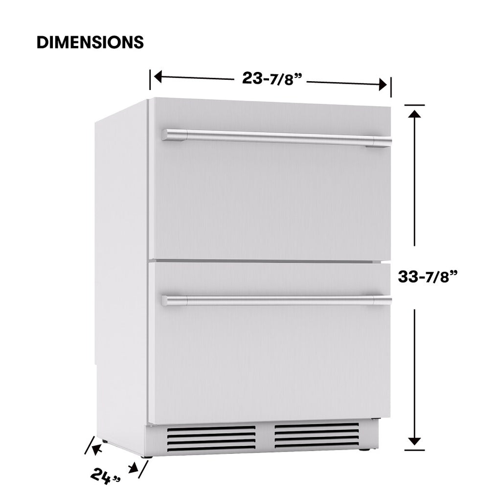 Presrv Dual Zone Outdoor 24-In Built-In Drawer Refrigerator ( Stainless Steel )