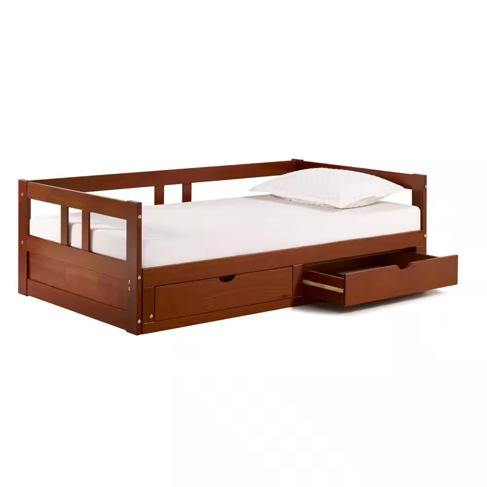 Melody Chestnut Twin to King Bed with under Bed Storage