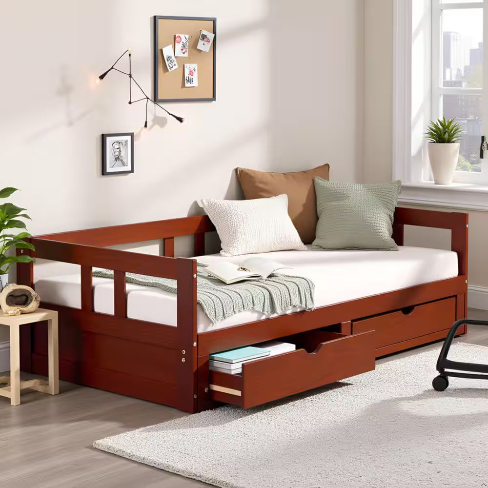 Melody Chestnut Twin to King Bed with under Bed Storage