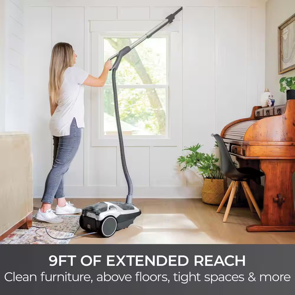 POP-N-GO Bagged Corded HEPA Multisurface Gray Canister Vacuum with Hair Eliminator Brushroll