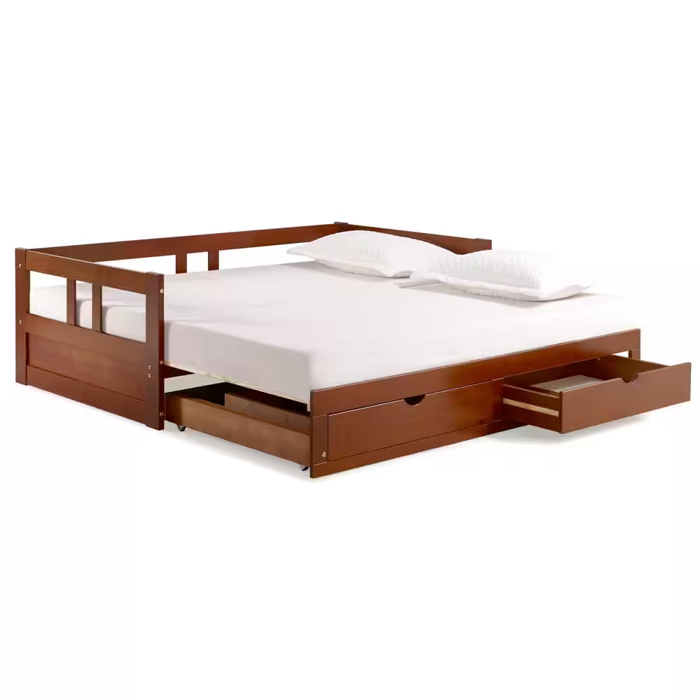 Melody Chestnut Twin to King Bed with under Bed Storage