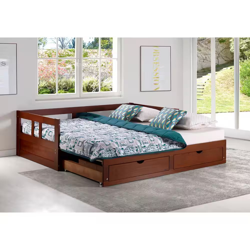 Melody Chestnut Twin to King Bed with under Bed Storage